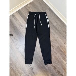 Buffbunny Womens Black White Striped Jogger Sweatpants Medium Athletic